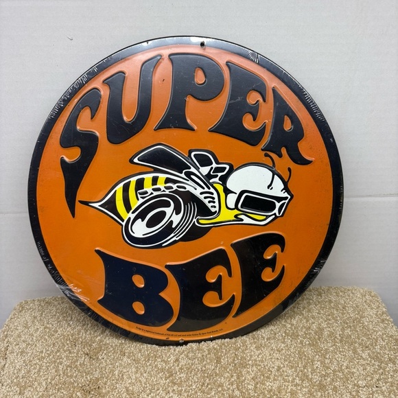 12" Dodge Mopar Super Bee Vintage Style Embossed Round Metal Sign Orange Black - Picture 1 of 3